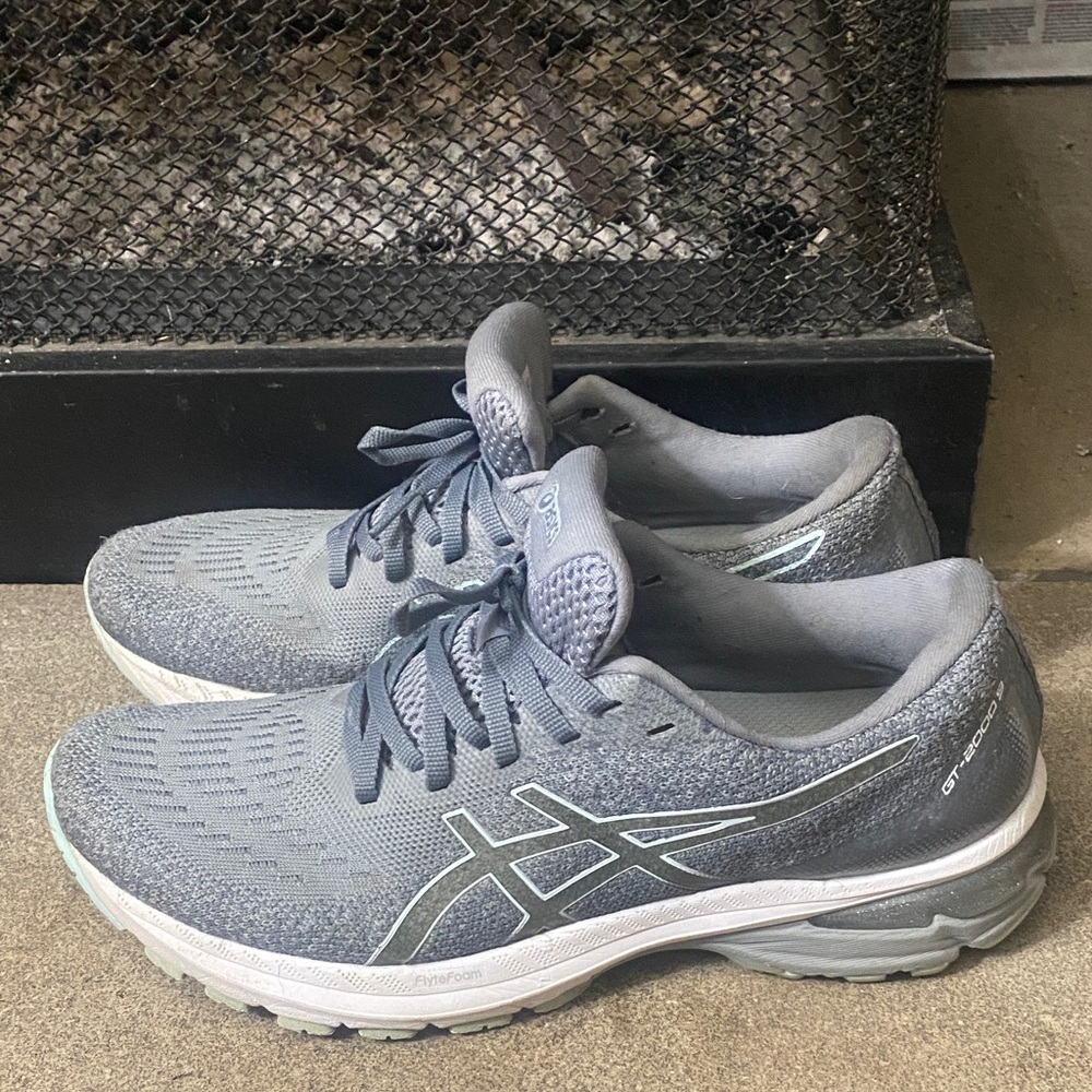 Asics GT-2000 9 Knit Size 9.5 Women Piedmont Grey Aqua Angel Athletic Shoes $95